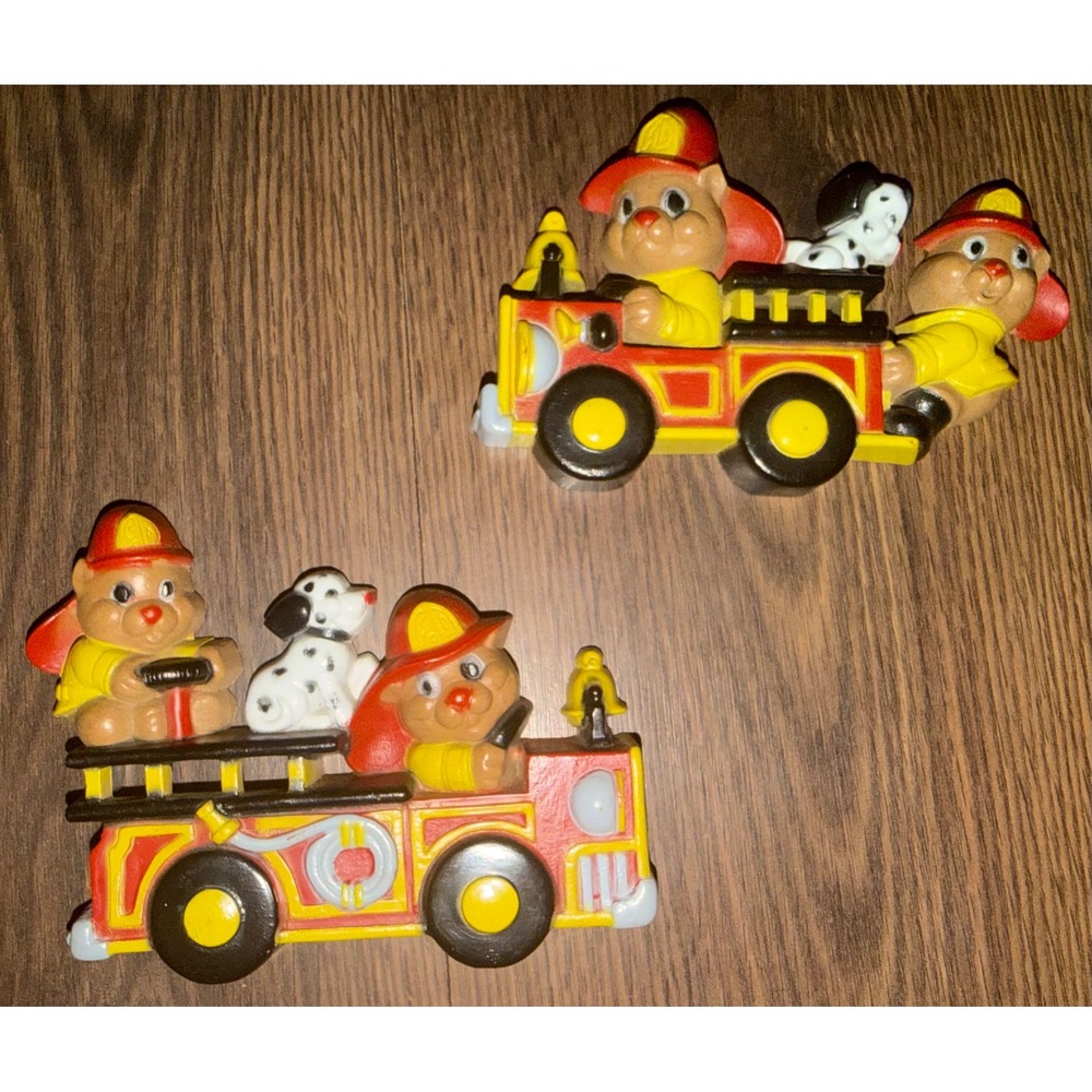Vintage Homco Kids Room Wall Decor Teddy Bear Firetruck